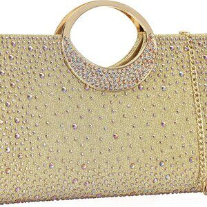 Dexmay Rhinestone Clutch Handbag with Crystal Handle for Wedding Party Elegant C